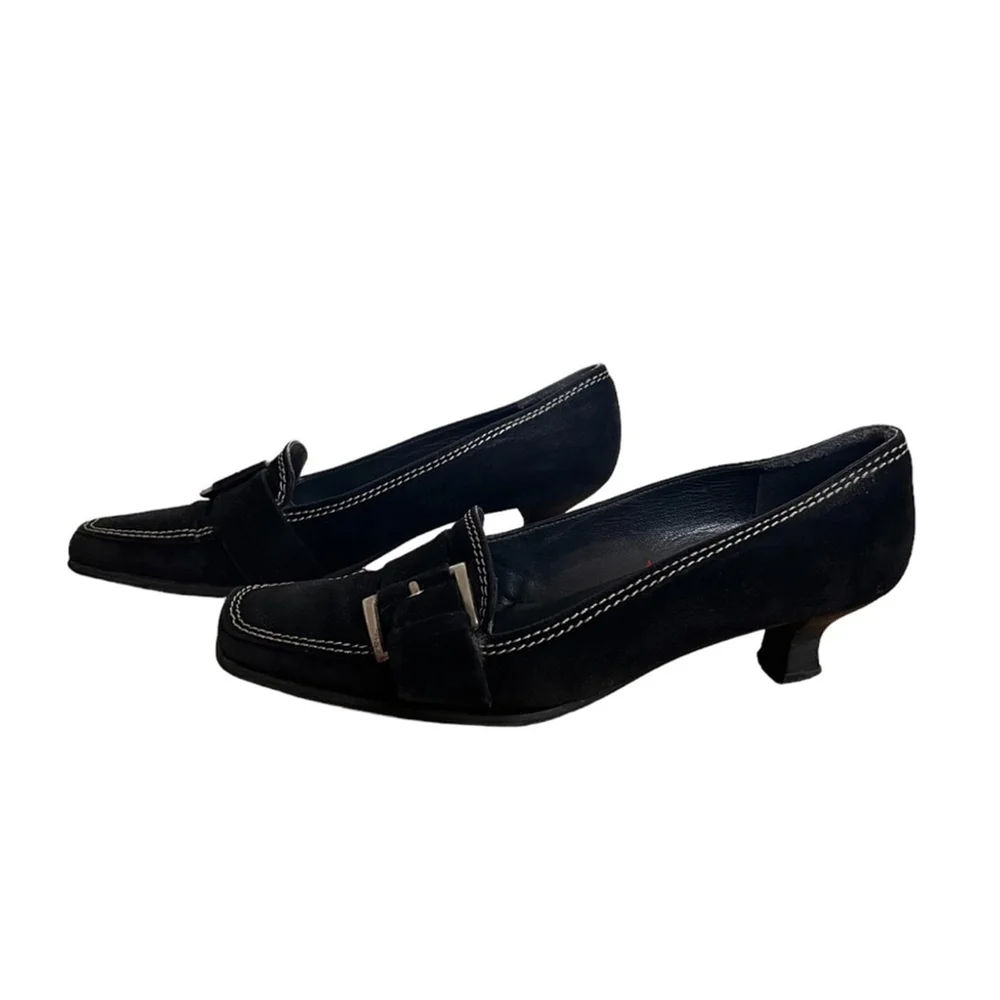 Vintage Stuart Weitzman Suede Square Toe Loafers - Picture 4 of 9